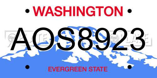AOS8923 Washington License Plate