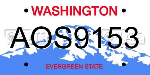 AOS9153 Washington License Plate