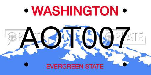 AOT007 Washington License Plate