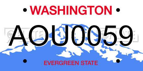 AOU0059 Washington License Plate