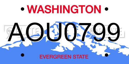 AOU0799 Washington License Plate