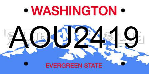 AOU2419 Washington License Plate
