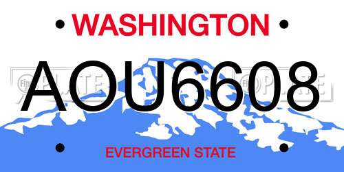 AOU6608 Washington License Plate