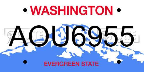 AOU6955 Washington License Plate