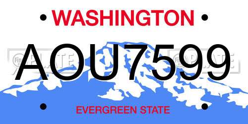 AOU7599 Washington License Plate