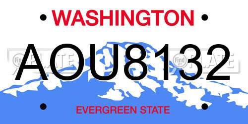 AOU8132 Washington License Plate