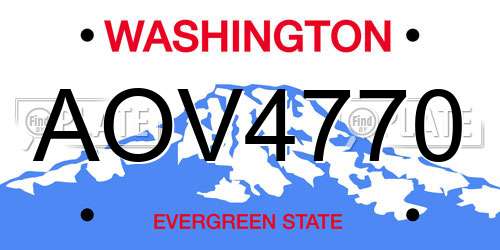 AOV4770 Washington License Plate