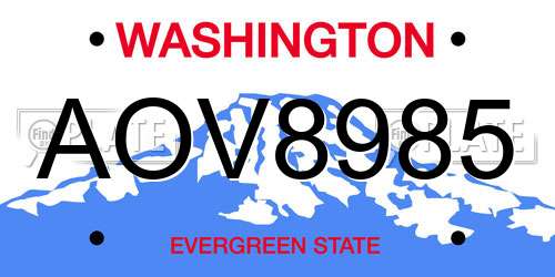 AOV8985 Washington License Plate