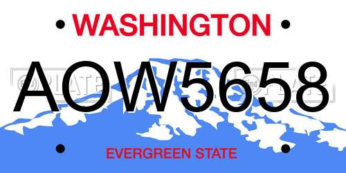 AOW5658 Washington License Plate