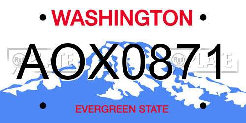 AOX0871 Washington License Plate