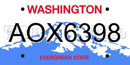 AOX6398 Washington License Plate