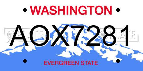 AOX7281 Washington License Plate