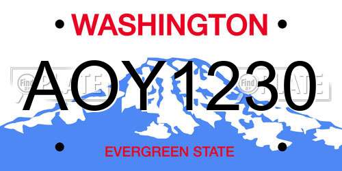 AOY1230 Washington License Plate