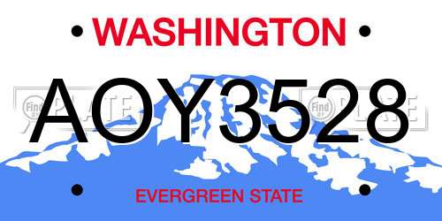 AOY3528 Washington License Plate