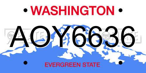 AOY6636 Washington License Plate