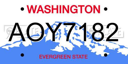 AOY7182 Washington License Plate