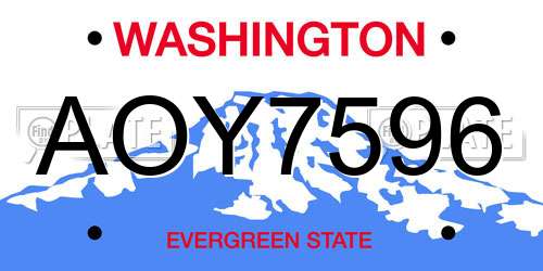 AOY7596 Washington License Plate