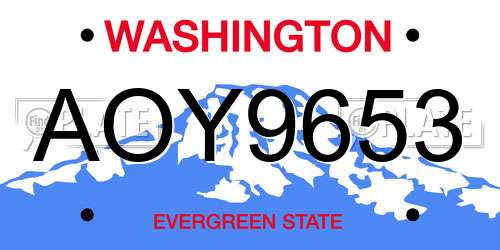 AOY9653 Washington License Plate