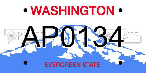 AP0134 Washington License Plate