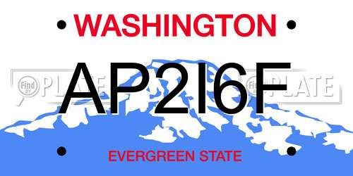 AP2I6F Washington License Plate