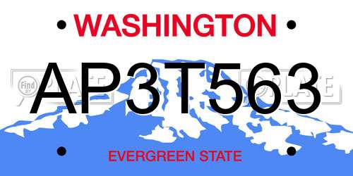AP3T563 Washington License Plate