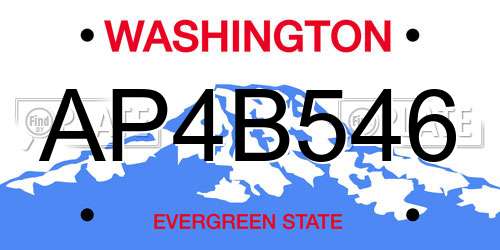 AP4B546 Washington License Plate