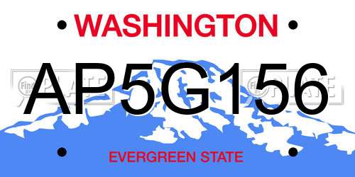 AP5G156 Washington License Plate