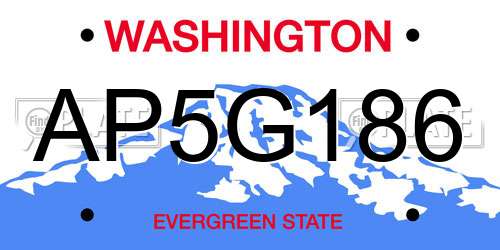 AP5G186 Washington License Plate