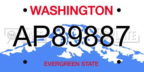 AP89887 Washington License Plate