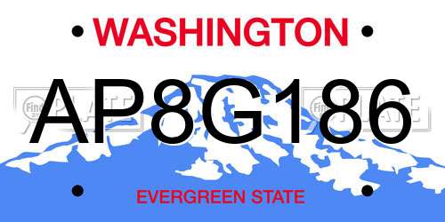 AP8G186 Washington License Plate