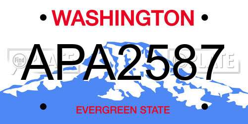 APA2587 Washington License Plate