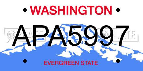 APA5997 Washington License Plate
