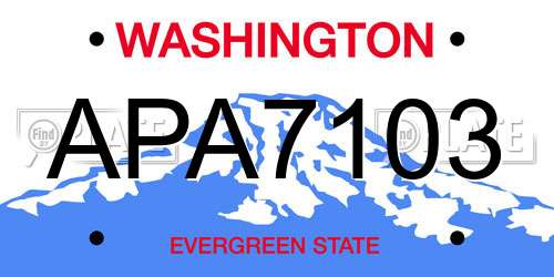 APA7103 Washington License Plate