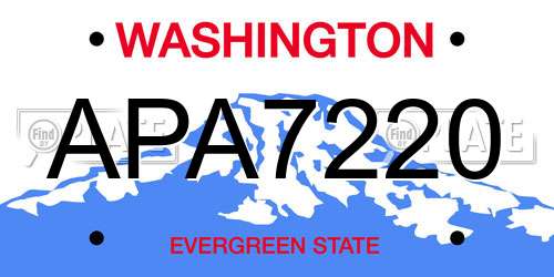 APA7220 Washington License Plate
