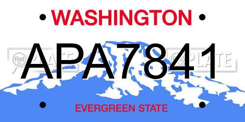 APA7841 Washington License Plate