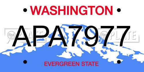 APA7977 Washington License Plate