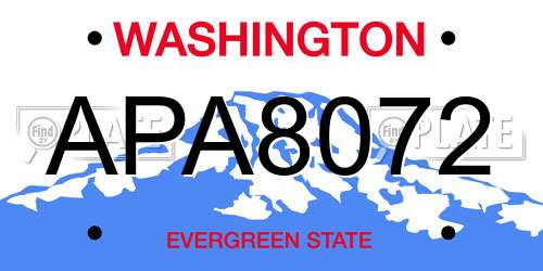 APA8072 Washington License Plate
