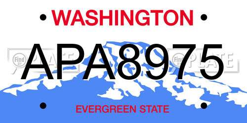APA8975 Washington License Plate