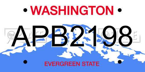 APB2198 Washington License Plate