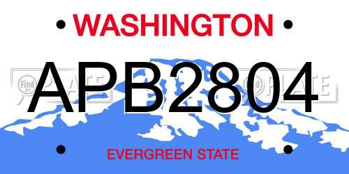APB2804 Washington License Plate