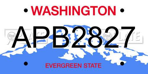 APB2827 Washington License Plate