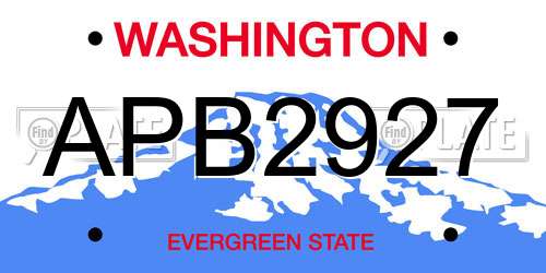 APB2927 Washington License Plate