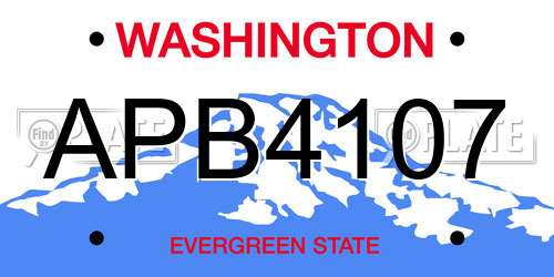 APB4107 Washington License Plate