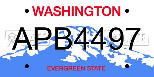 APB4497 Washington License Plate