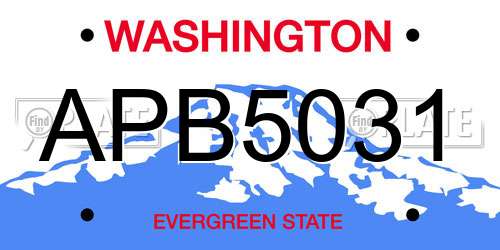 APB5031 Washington License Plate