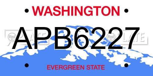 APB6227 Washington License Plate