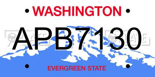 APB7130 Washington License Plate