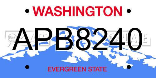 APB8240 Washington License Plate