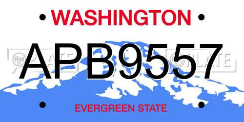 APB9557 Washington License Plate
