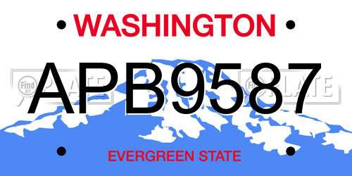 APB9587 Washington License Plate